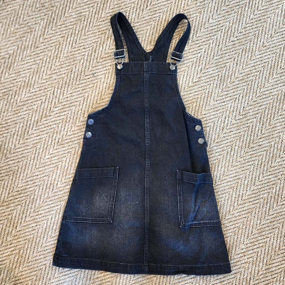 Distressed Black Overall Dress